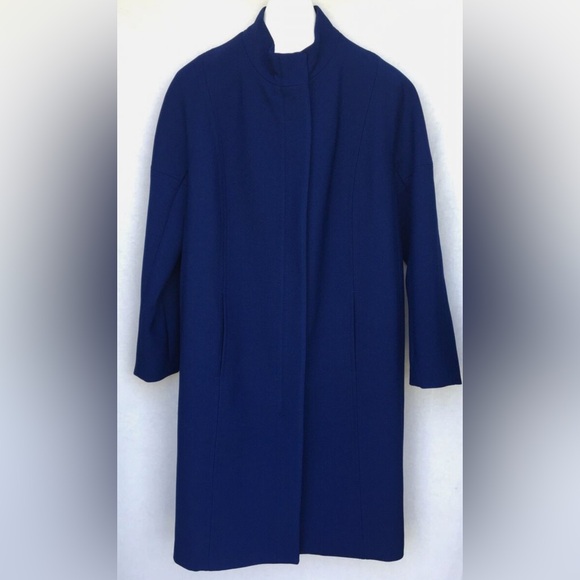 Twin Hill Cobalt Blue Long Wool 2-Way Zip Topper Coat Size 10R - Picture 4 of 15